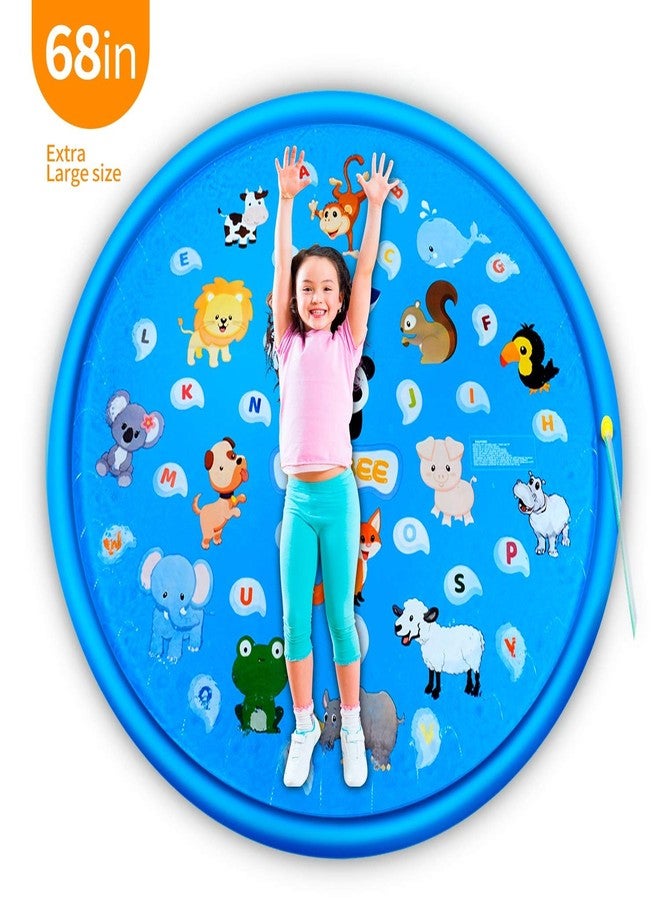 TOHIBEE Splash Pad, 68" Sprinkler for Kids, Outdoor Water Toys for 2-9 Year Old Boys Girls, Kiddie Pool, Cool Summer Gifts Toys for 2 3 4 5 6 Year Old (Animals Alphabet Theme,Small) - Image 3